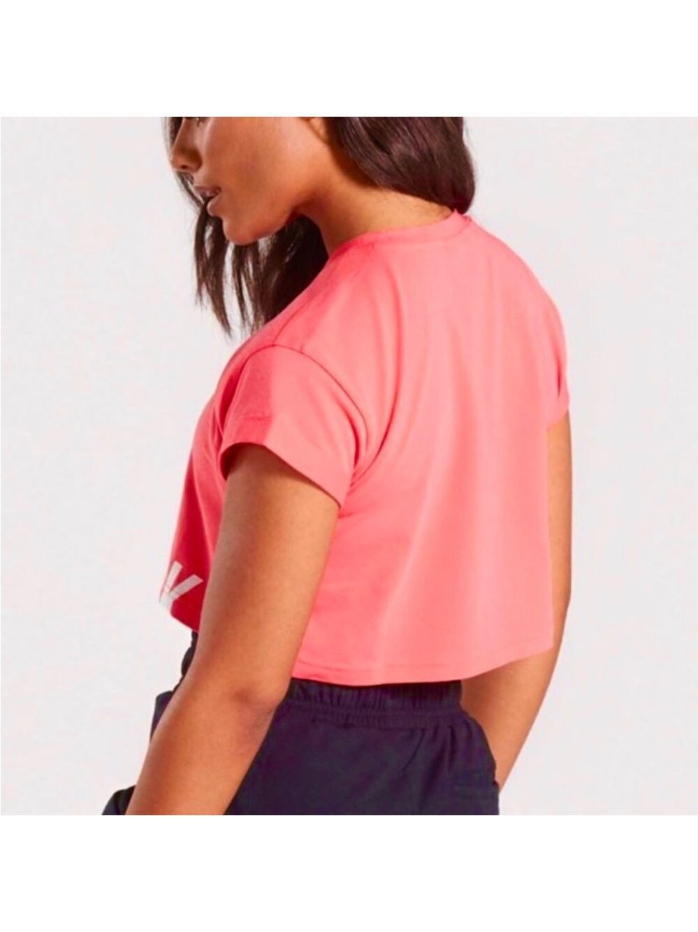 Gymshark watermelon pink white cropped spell out workout athletic shirt S - Picture 3 of 13